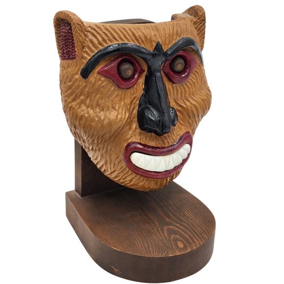 Haida Shaman Bear Spirit Mask Medicine Man Chilkat Signed Kent Quesnell 1986 - Picture 1 of 13
